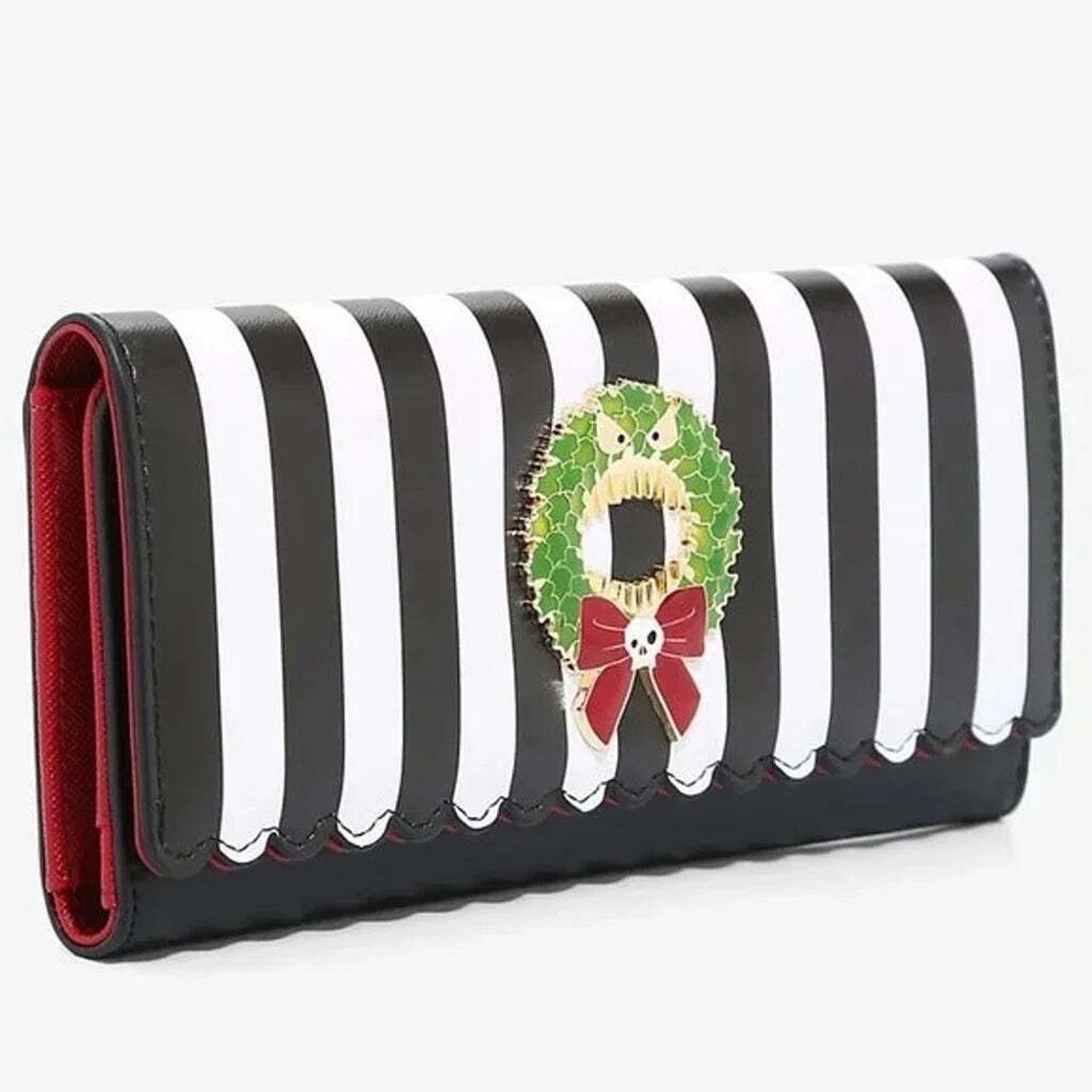 Loungefly Disney The Nightmare Before Christmas Striped‎ Wreath Wallet